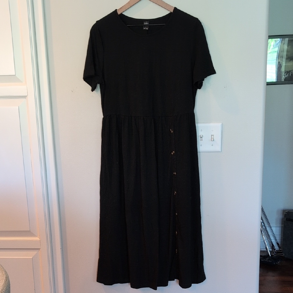 A New Day Black Midi Sundress Crew Neck Short Sleeve